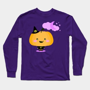 Halloween pumpkin in witch costume Long Sleeve T-Shirt